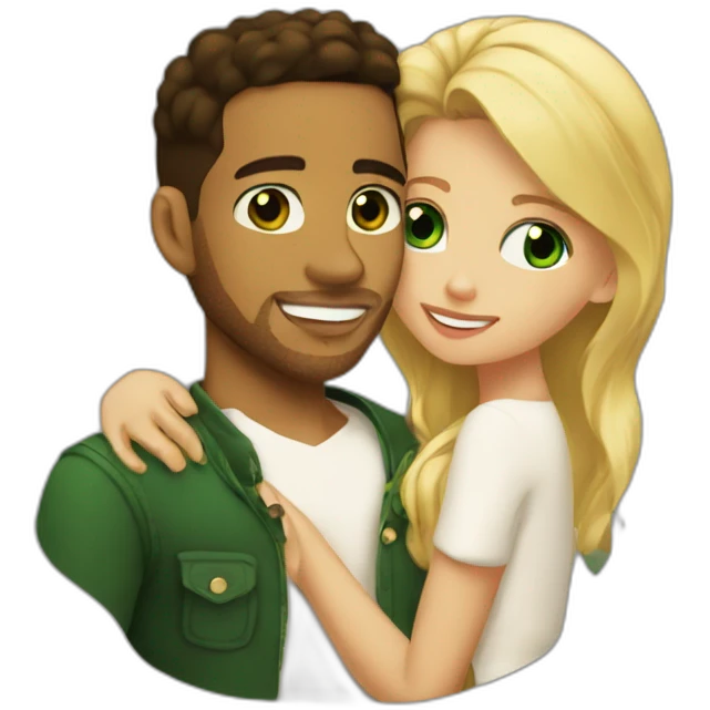 Romeo santos and blond girl green eyes hugging emoji