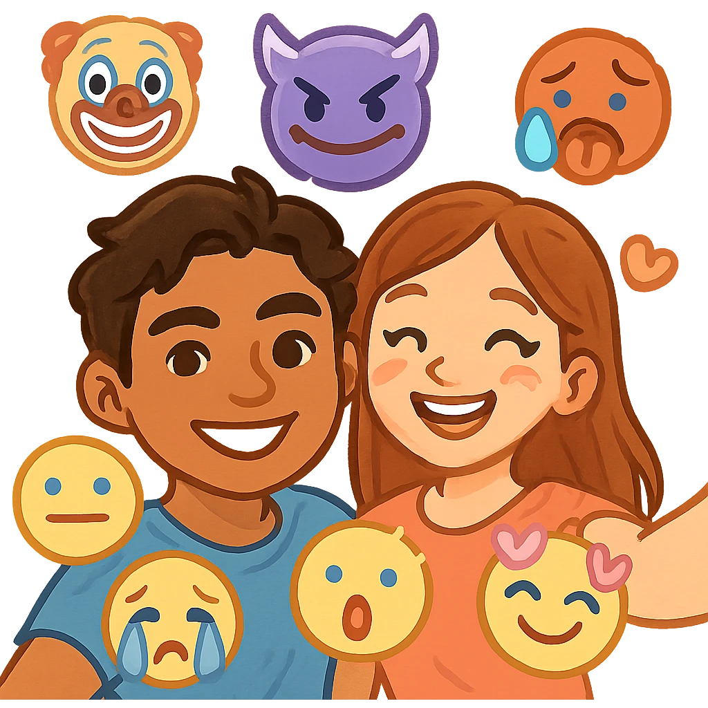 selfie with boy and girl but make the boy Mexican  emoji