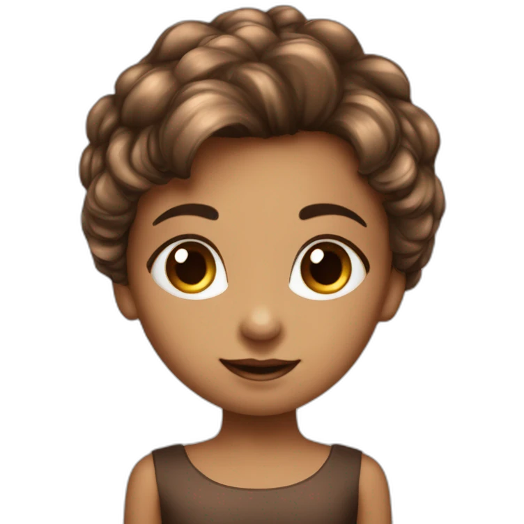 Enfants fille cheveux courts marron eye maron rede paux bronze emoji