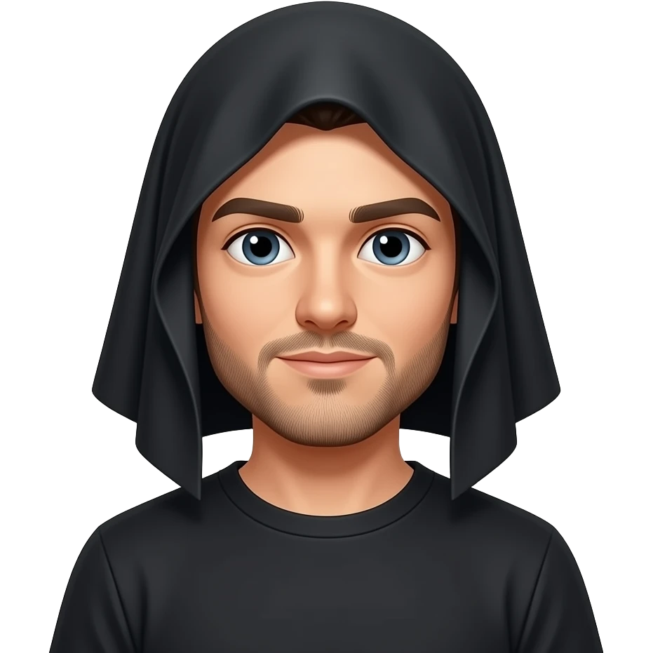 Hombre sin playera color negro con trapo en la cabeza color negro emoji