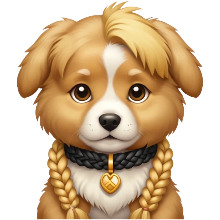 a puppy in a business braid emoji