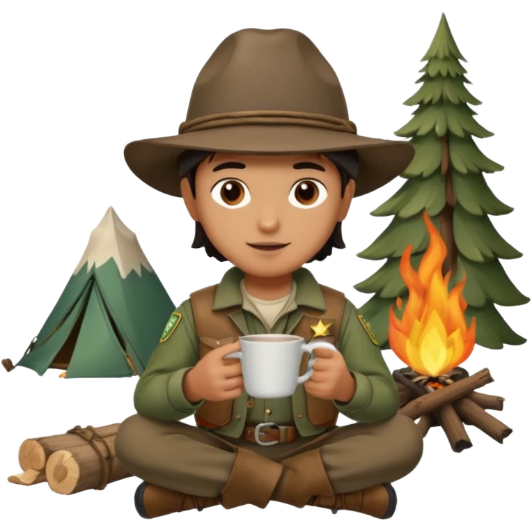 mountain ranger at campfire emoji