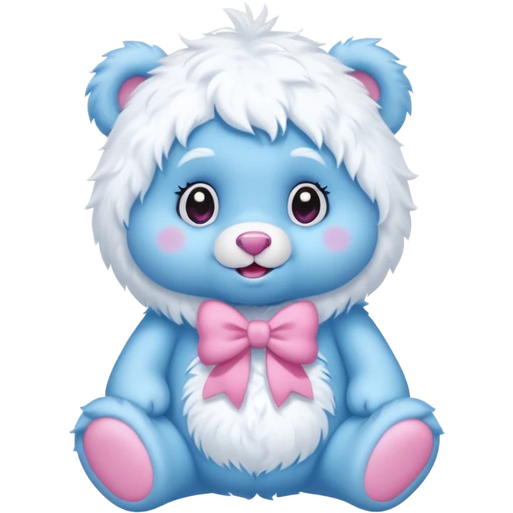 blue girl care bear yeti with bow emoji