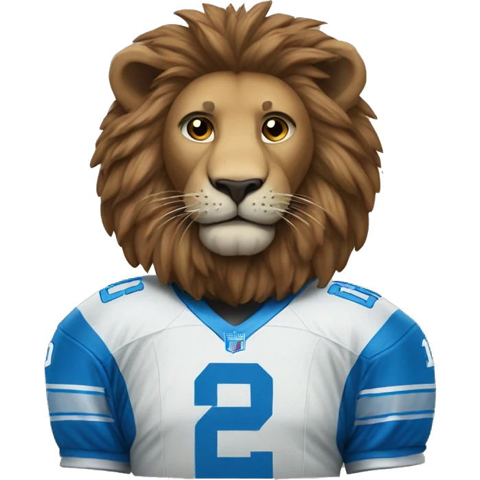 A lion wearing a Detroit Lions jersey  emoji