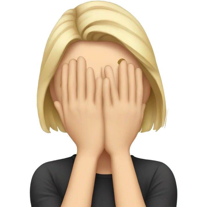 white woman hiding his face using hands, overwhelmed, sad expression emoji