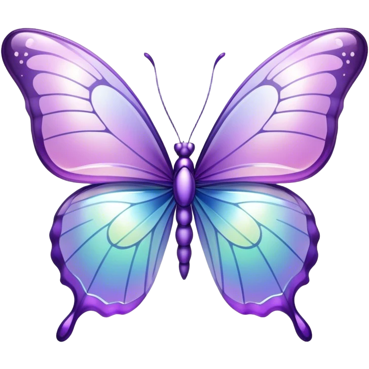 Sparkly Pastel purple-gradient iridescent glass butterfly emoji