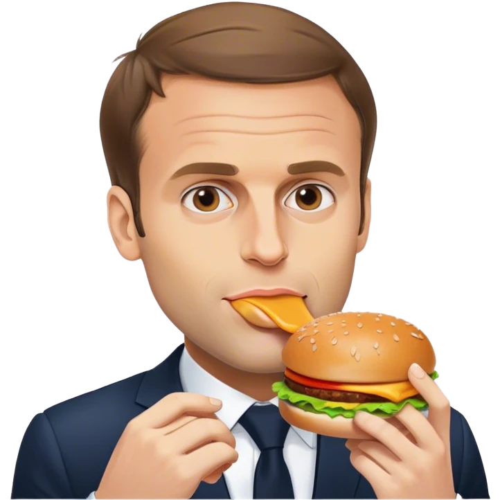 macron fat and eating a burger emoji