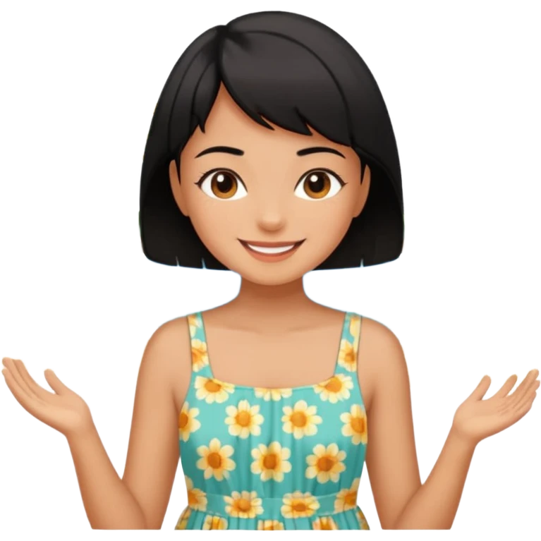 Black short hair girl enjoy in summer  emoji