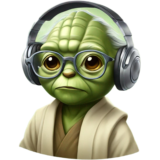 Yoda wearing glasses and headphones  emoji