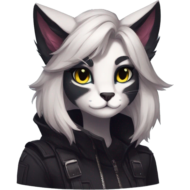 Edgy sharp anthro tomboy black cat animal furry by Falvie, LiLaiRa, griffsnuff, AngieWolf emoji