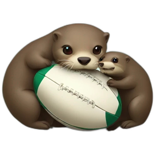 Otters with rugby ball emoji