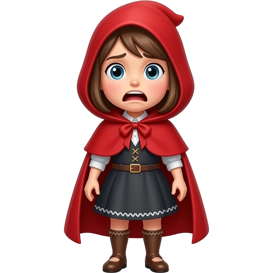 caperucita asustada pero que este de pie y que se le vea el cuerpo entero emoji