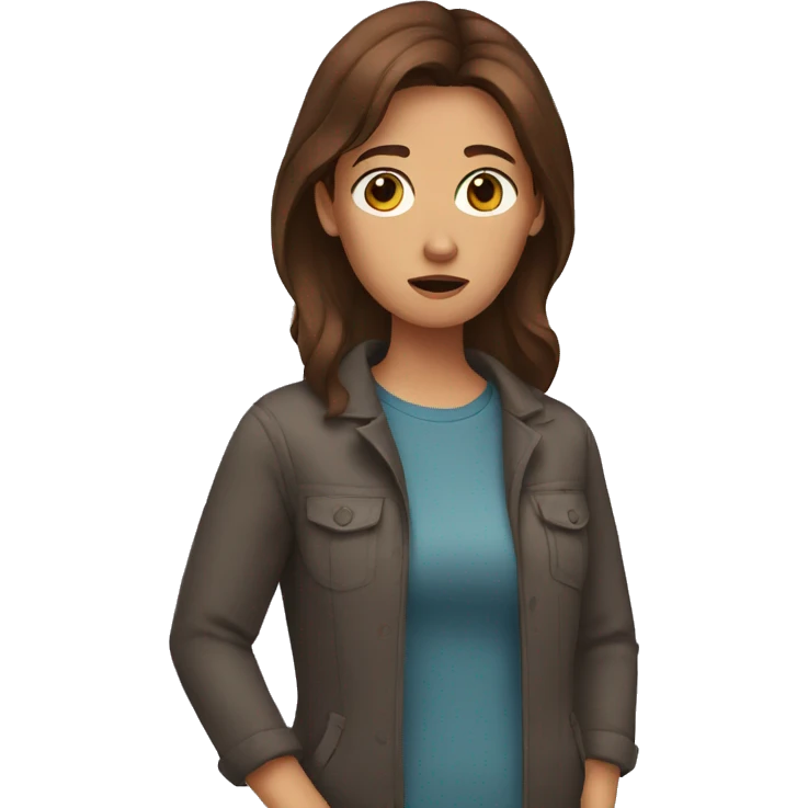 worried woman brown hair emoji