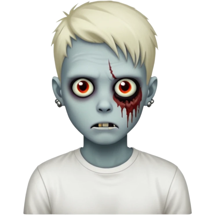 zombie boy with emo hair piercings and white shirt emoji