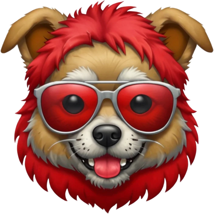 Zombie dog with red hair and sun glasses emoji