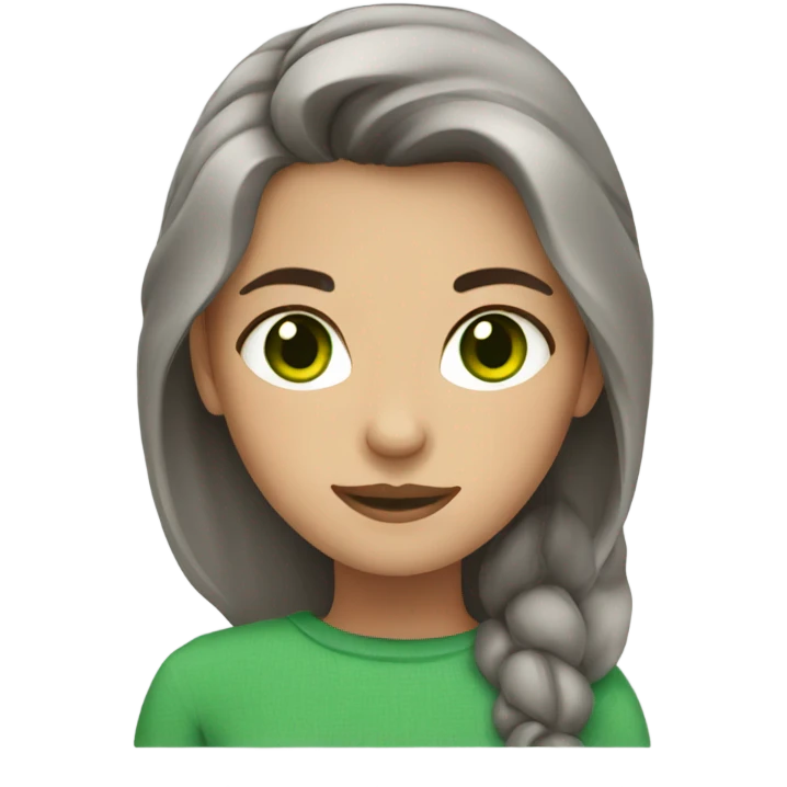girl with brown and gray hair and green eyes emoji