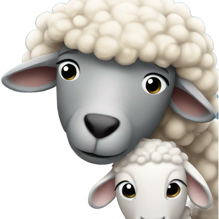 Sheep hugs sheep emoji