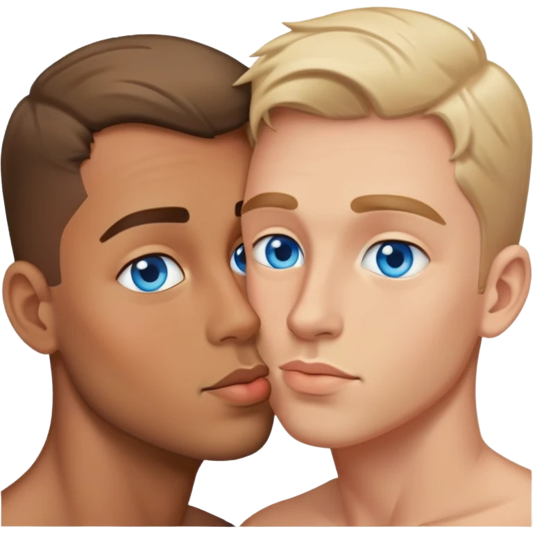 Gay couple kiss latino one with blue eyes emoji