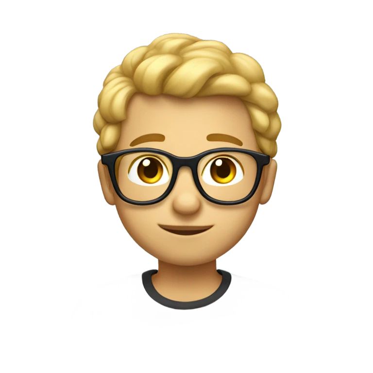 niño con lentes de 15 años de pelo rubio emoji