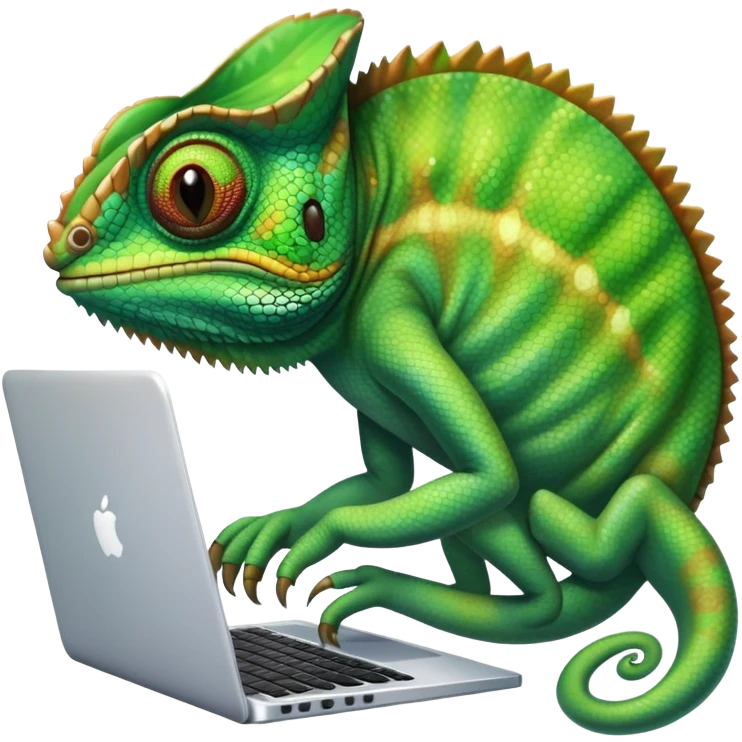 chameleon typing on laptop emoji