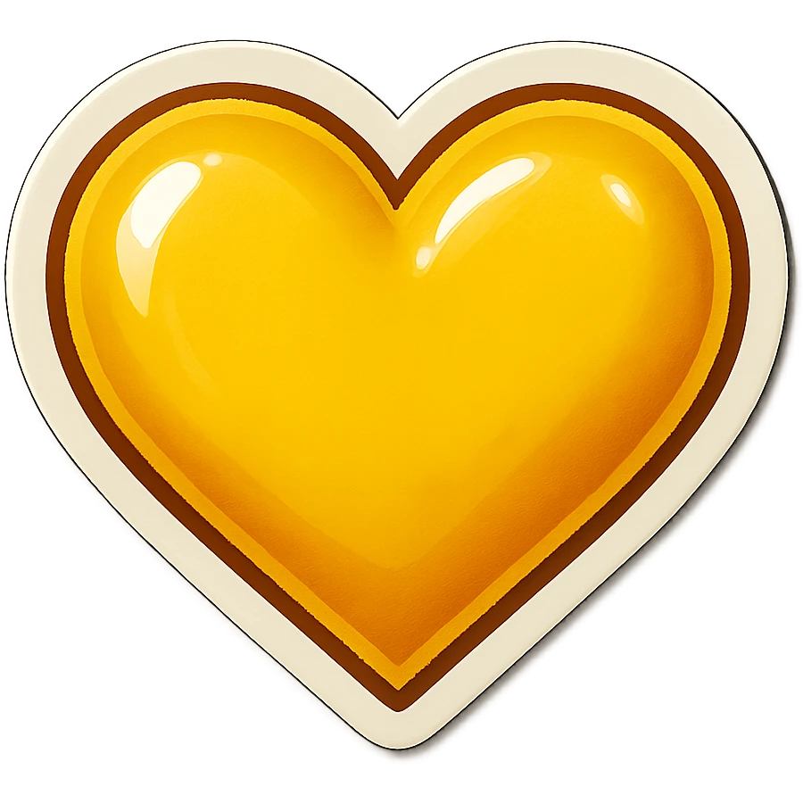 yellow heart, glossy, emoji style, no text emoji
