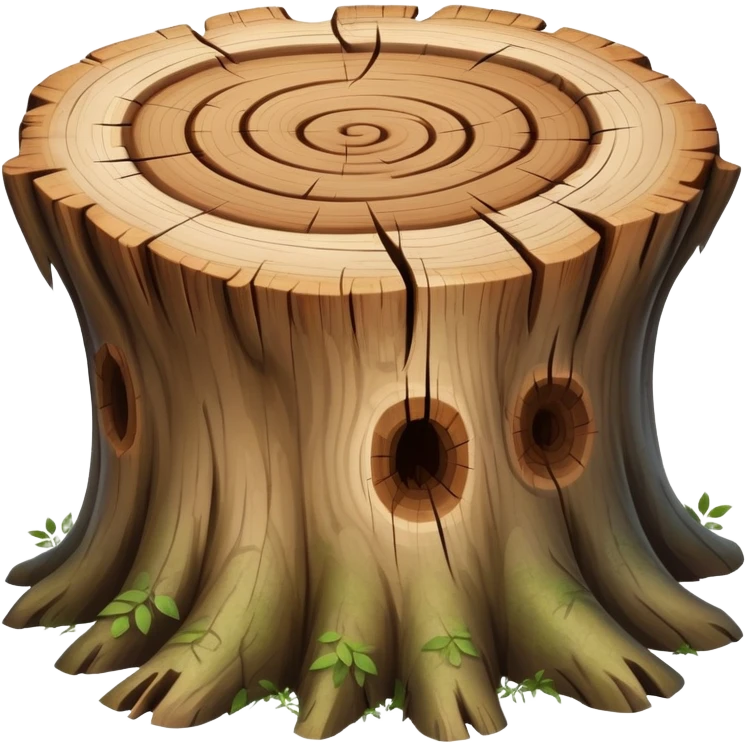 A beautiful pretty natural Tree stump with a swirly pattern in the middle twigs sticking out emoji