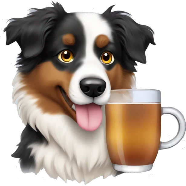 Australian shepherd 3 color drinking tea emoji
