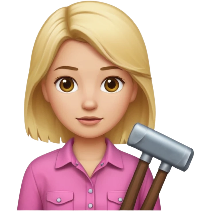 lumberjack blonde woman pink shirt emoji