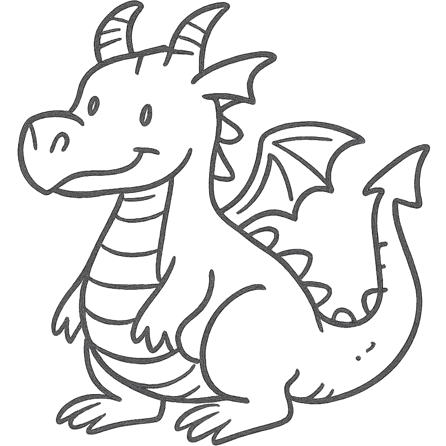 purple dragon, hand drawn outline icon style emoji