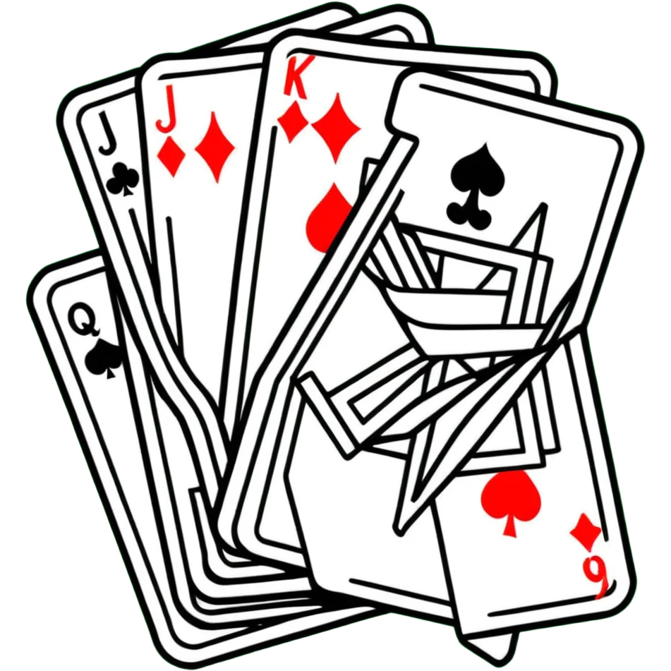 Canasta card game with red canasta meld and jokers emoji