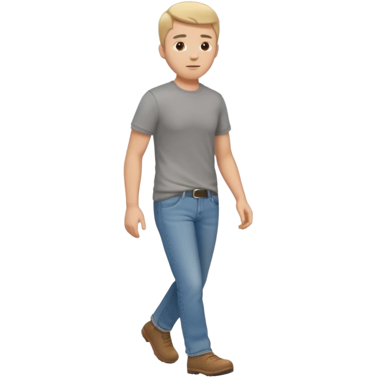 White male walking to the left full body in jeans and grey t-shirt emoji