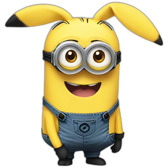 Minion with Pikachu ears and tail emoji