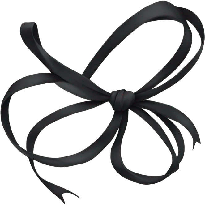 Black bow long strings emoji
