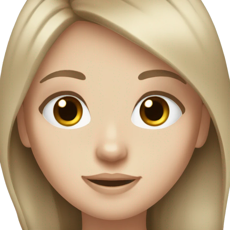 White girl with blue eyes and long brown hair emoji