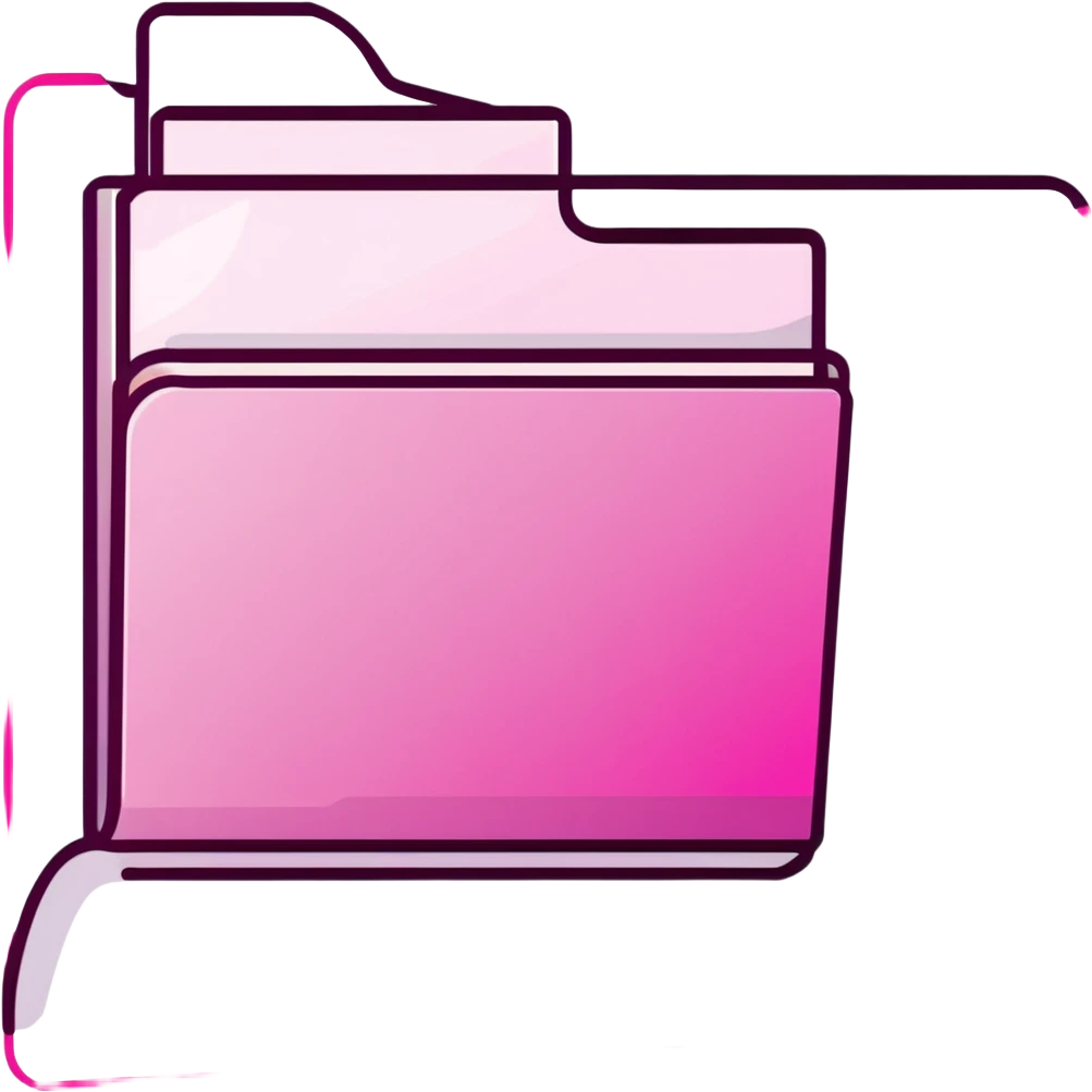 document folder, transparent glass with bright pink gradient from #FF335F to #FF99AA, soft shadows and highlights, minimalistic emoji