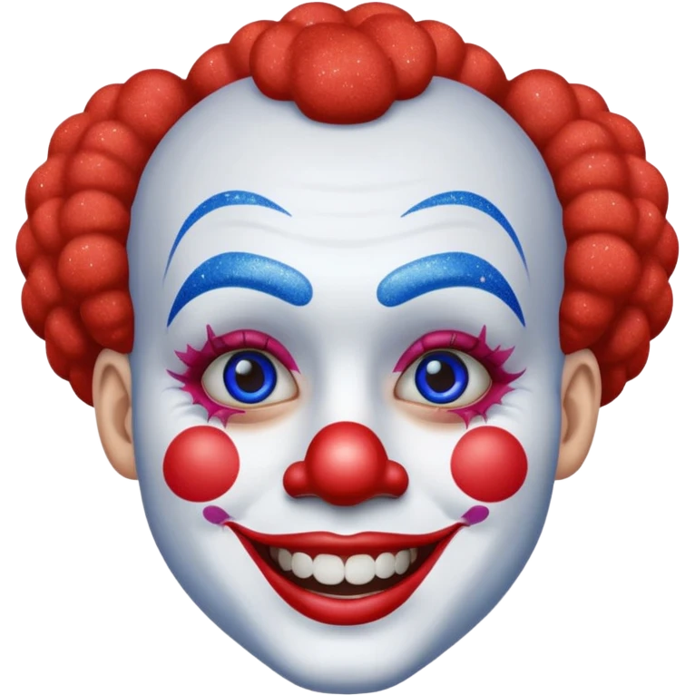 glitter red and blue clown happy emoji