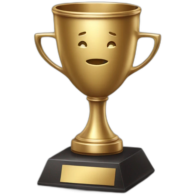 royal empty Christian trophy for the winner with a cross on royal background emoji