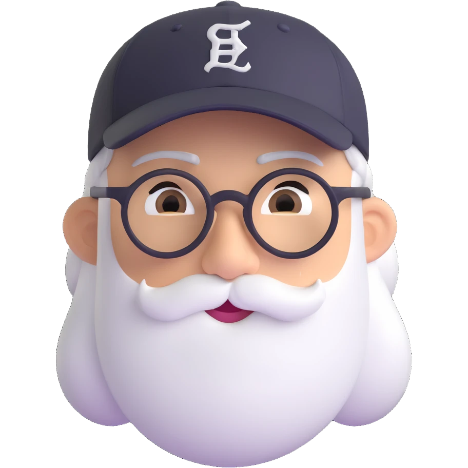 adventurer with small beard, glasses and backwards baseball cap emoji