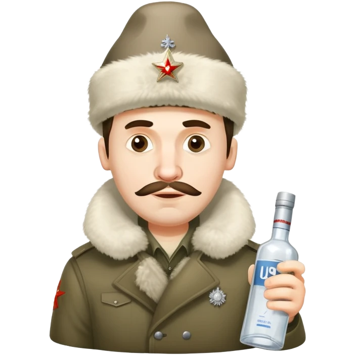 drunk Russian man with vodka bottle and ushanka hat emoji