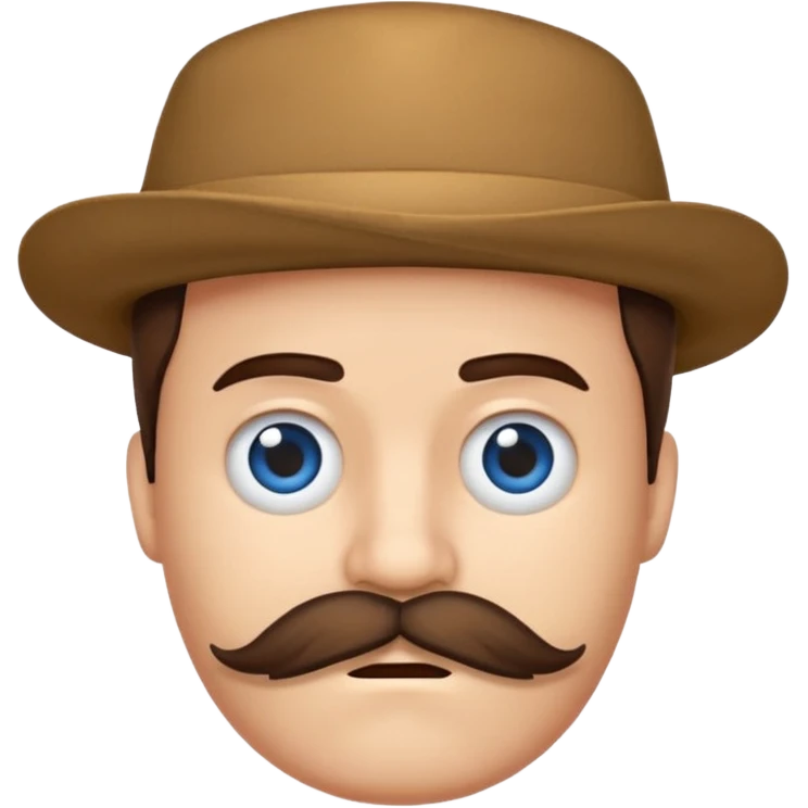 Crie um emoji de um menino de boné cabelo pro lado triste e bigode emoji