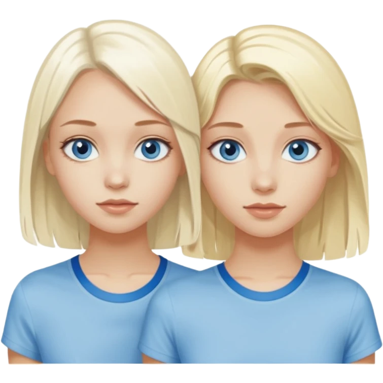 2 caucasian girls, one bleach blonde, then other a slightly darker shades of blonde. both grayish blue eyes. lighter blonde has a skater-y2k aesthetic and the dark blonde has a y2k-coquette aesthetic emoji