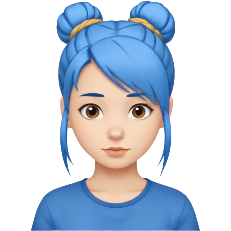 a girl with blue one bun hair emoji