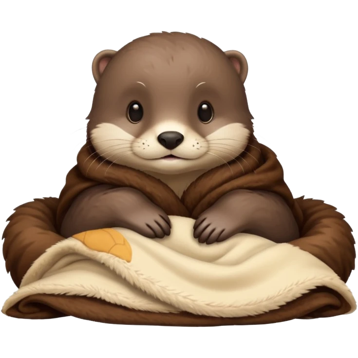 Otter cozy in blanket emoji