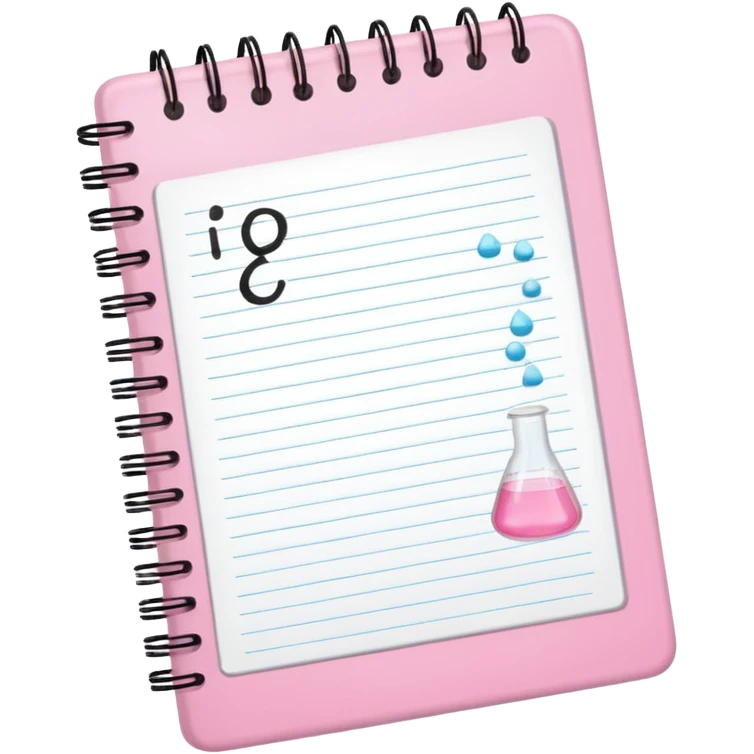 open baby pink note book with neat chemistry notes emoji