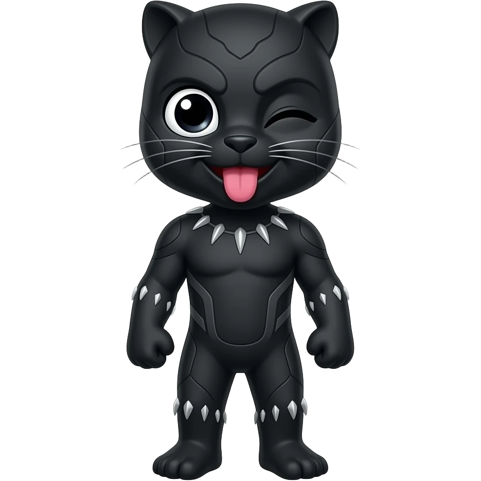 pantera negra piscando com a língua pra fora emoji