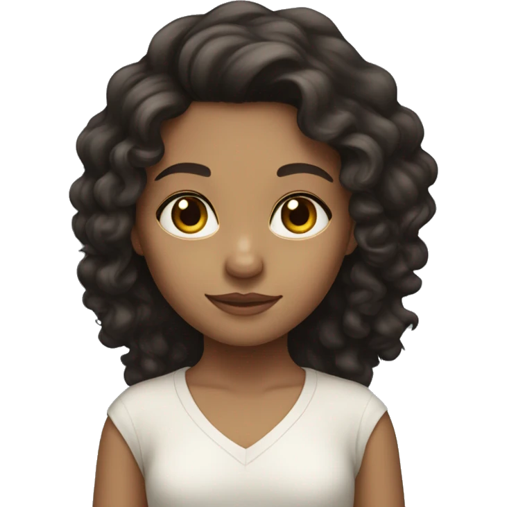 Girl with long very dark brawn curly hair with more whiteness skin emoji