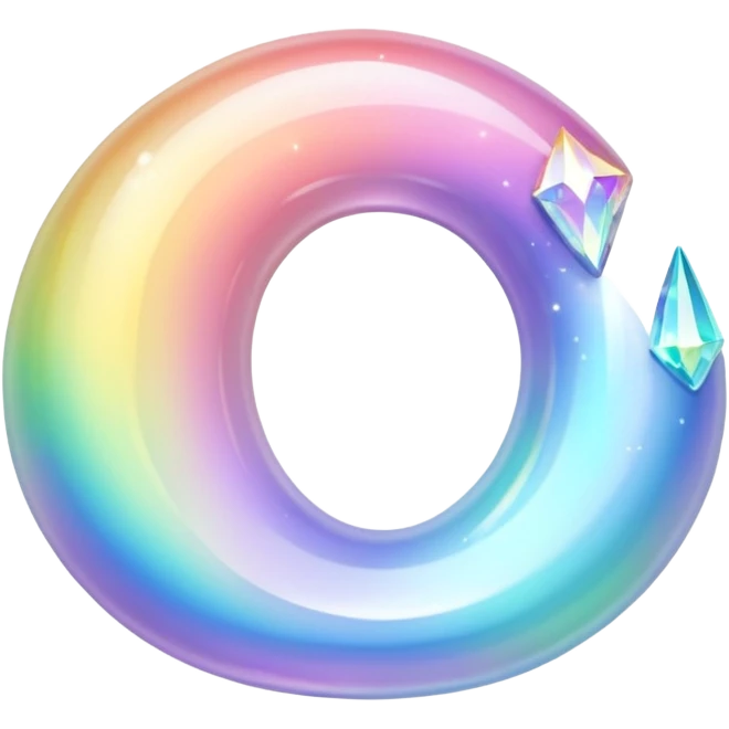 glossy Pastel iridescent rainbow crystal crescent emoji