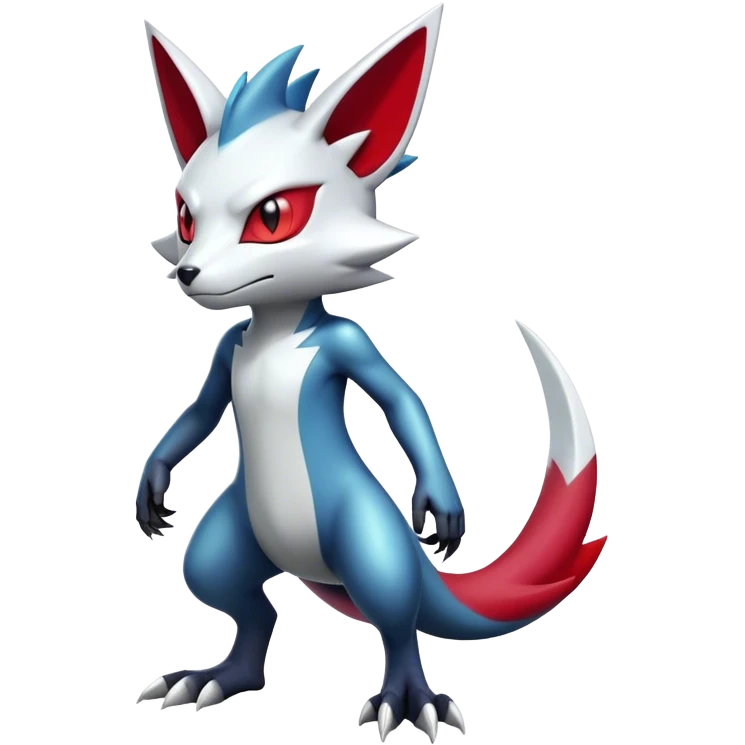 Cool Edgy Badass Shiny Futuristic Ethereal Legendary Digimon-Sneasel-Zangoose-hybrid full body emoji