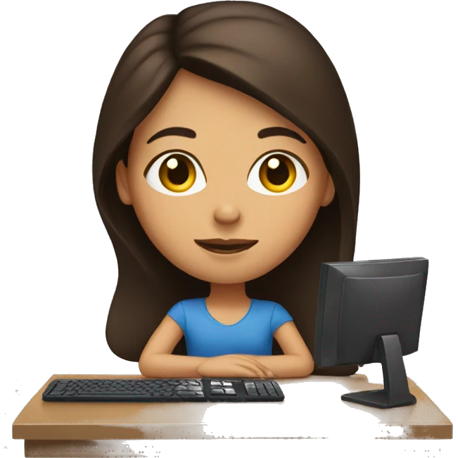 Brunette at the computer emoji