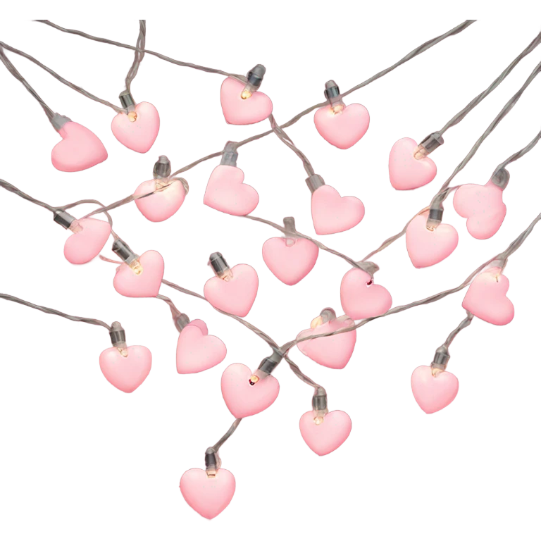 Realistic isolated pink heart shaped christmas string lights emoji